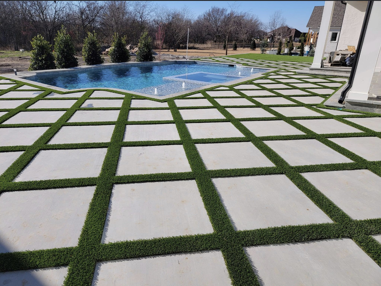 Artificial turf poolside